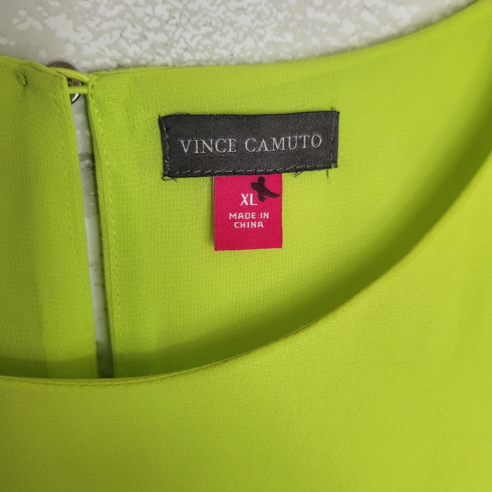 Vince Camuto Neon Green Sleeveless Blouse - Picture 3 of 5
